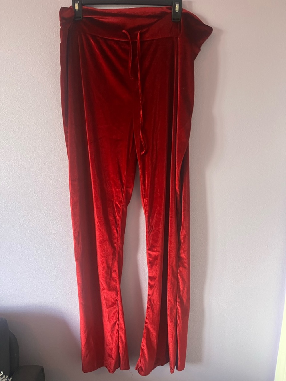 Amazon Red Velvet Track Pants with Drawstring Waist